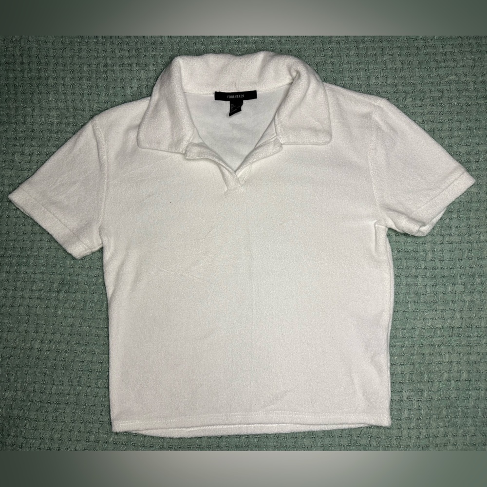 Forever 21 White Collared Top